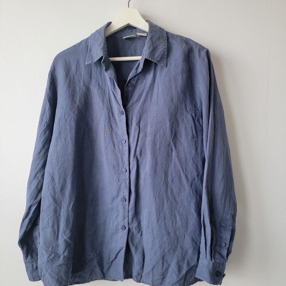 l.l bean women's 100 linen shirt size M button up breathable coastal beacy